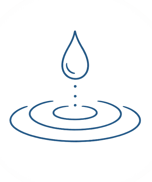 Icône d'une goutte d'eau créant des ondulations, symbole des émotions et de leur apaisement.