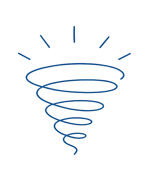 Icône d'un tourbillon, symbole du mental et du flux des pensées.