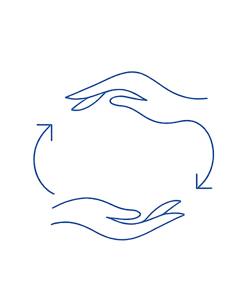 Icône de deux mains formant un cercle, symbole des modalités de règlement.