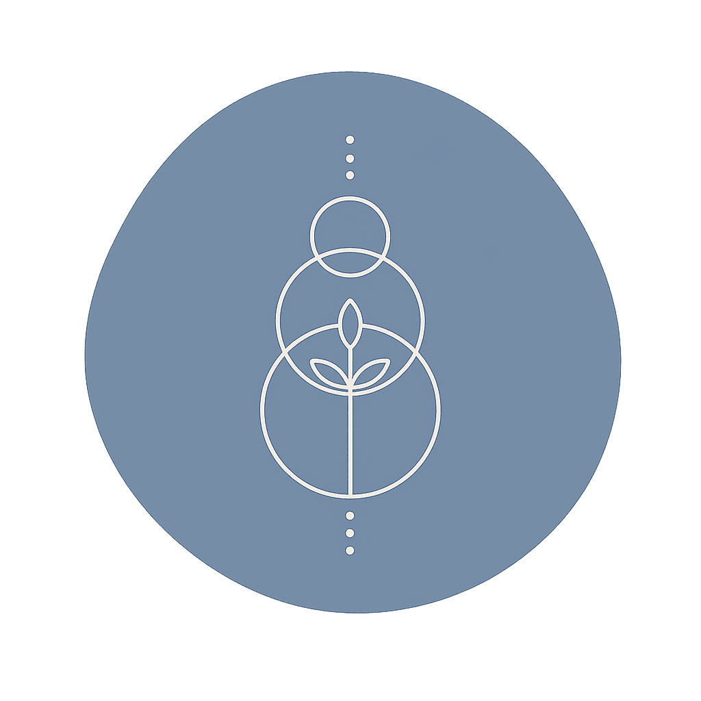 Icône d'une silhouette avec une jeune pousse, symbole de l'intégration du soin et de la transformation intérieure.