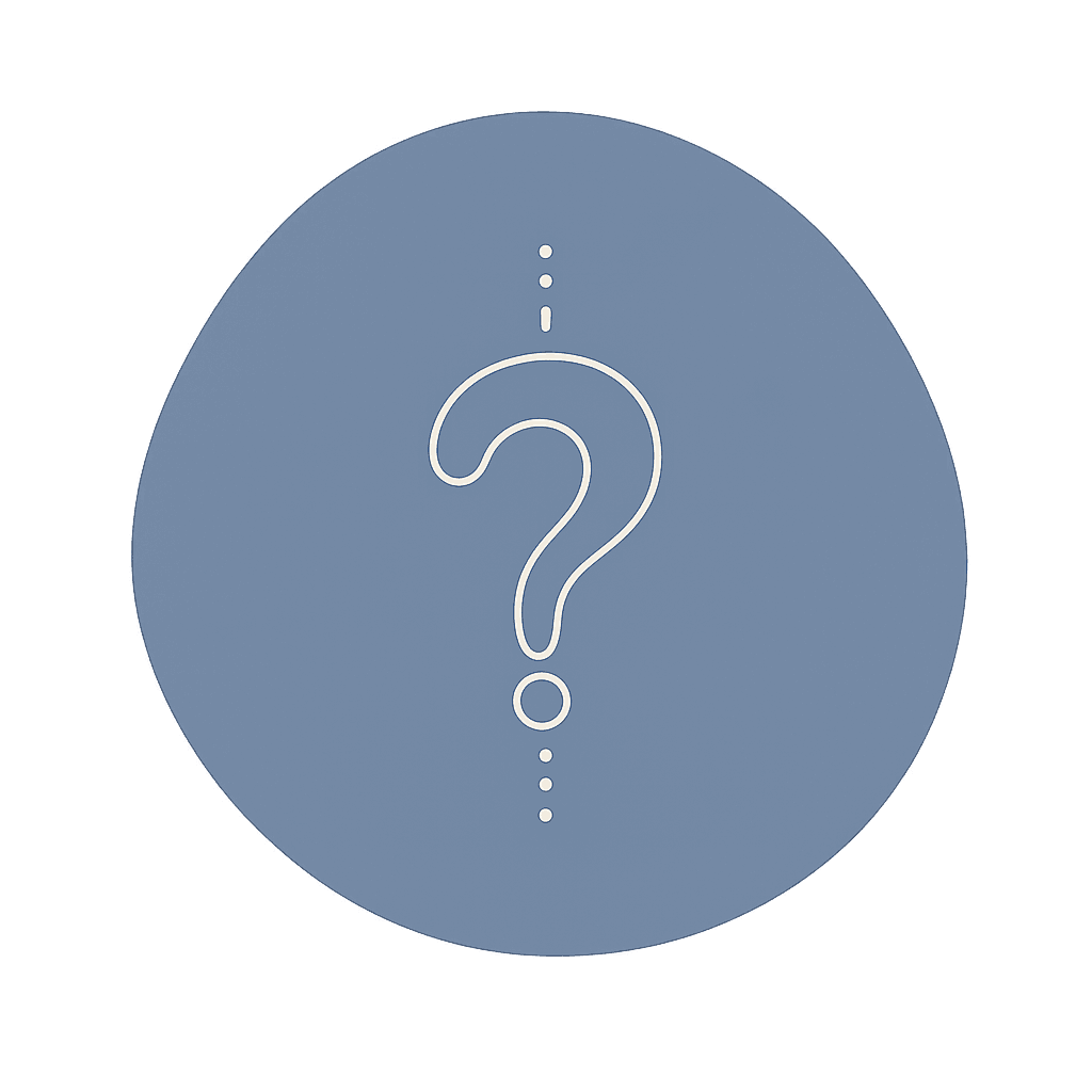 Icône de point d'interrogation, symbole des questions fréquentes et des réponses apportées.