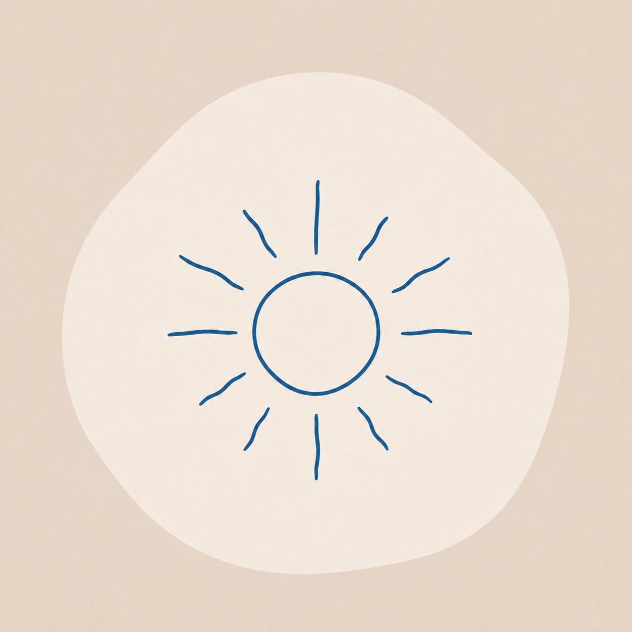 Icône d'un soleil rayonnant, symbole de l'énergie et de la vitalité retrouvée.